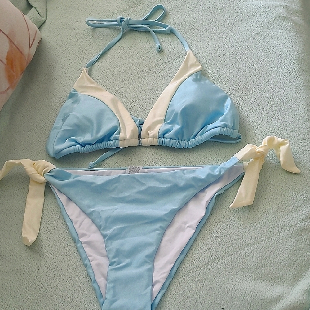 Chic Blue and White Bikini Set * Size L
